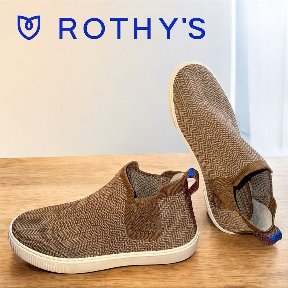Rothy's Women's The Chelsea Boot Sneaker Brown Cream Y2k Size 8 Eco-Friendly